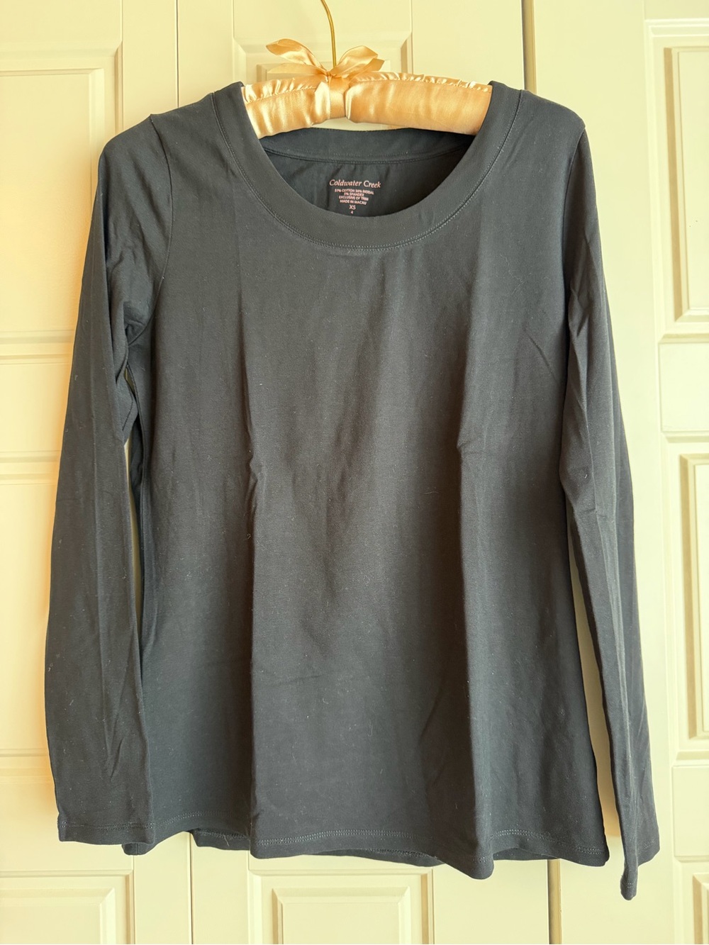 Coldwater Creek Black Long-Sleeve Crewneck Top